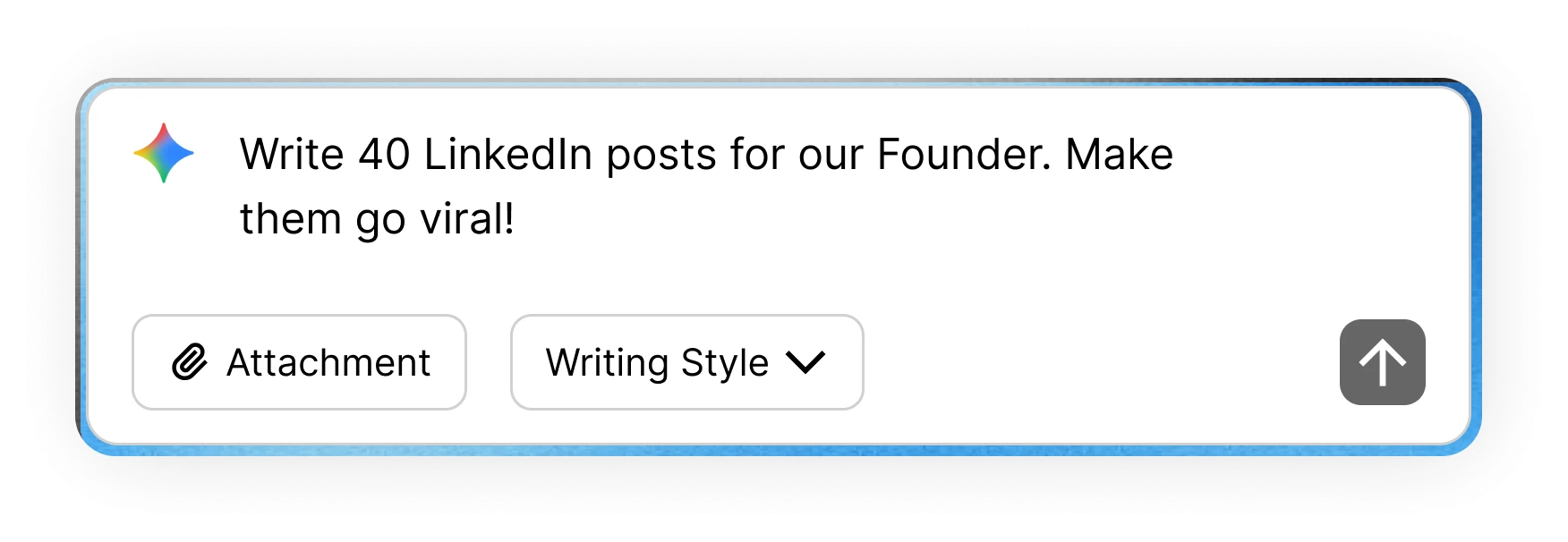 AI prompt: Write 40 LinkedIn posts for our Founder